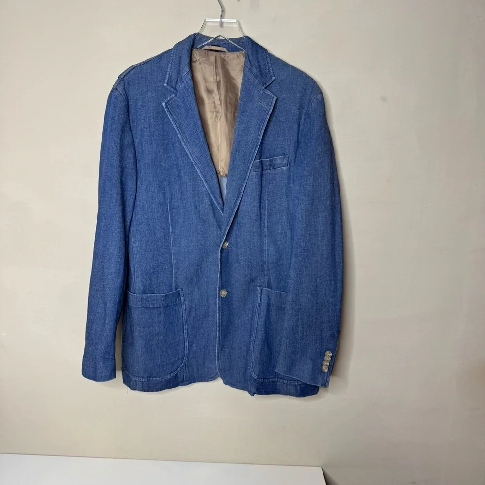 Paul Frederick Sport Coat Mens 38R Blue denim Blazer Two-Button Regular Fit